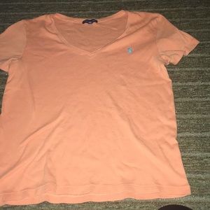V-neck orange Polo shirt